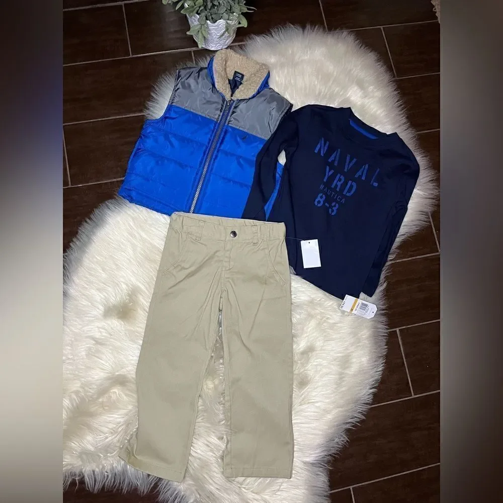 Nautica Royal Blue/Navy puffer vest 3pc set sz 3T